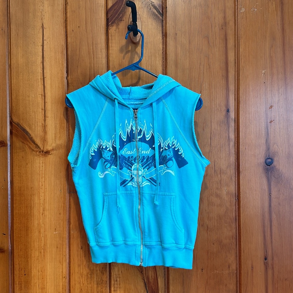 Emma & Sam Women’s Zip Up Biker Top with Hood Size XS